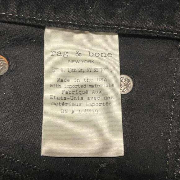 Rag & Bone Legging Jeans Womens 28 Black Velvet Skinny Stretch Pants Made USA - Picture 8 of 12